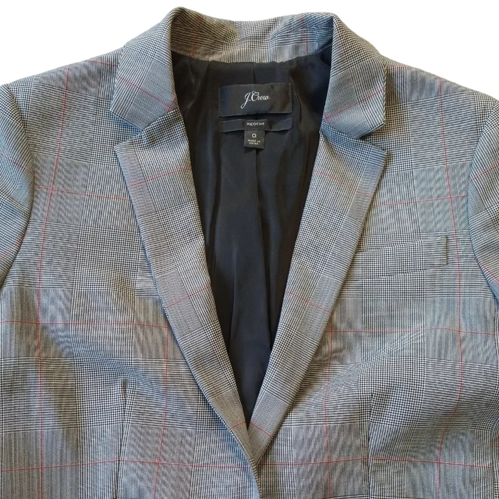J. Crew Regent Wool Blend Gray Glen Plaid Blazer Mini-Houndstooth Preppy K3781